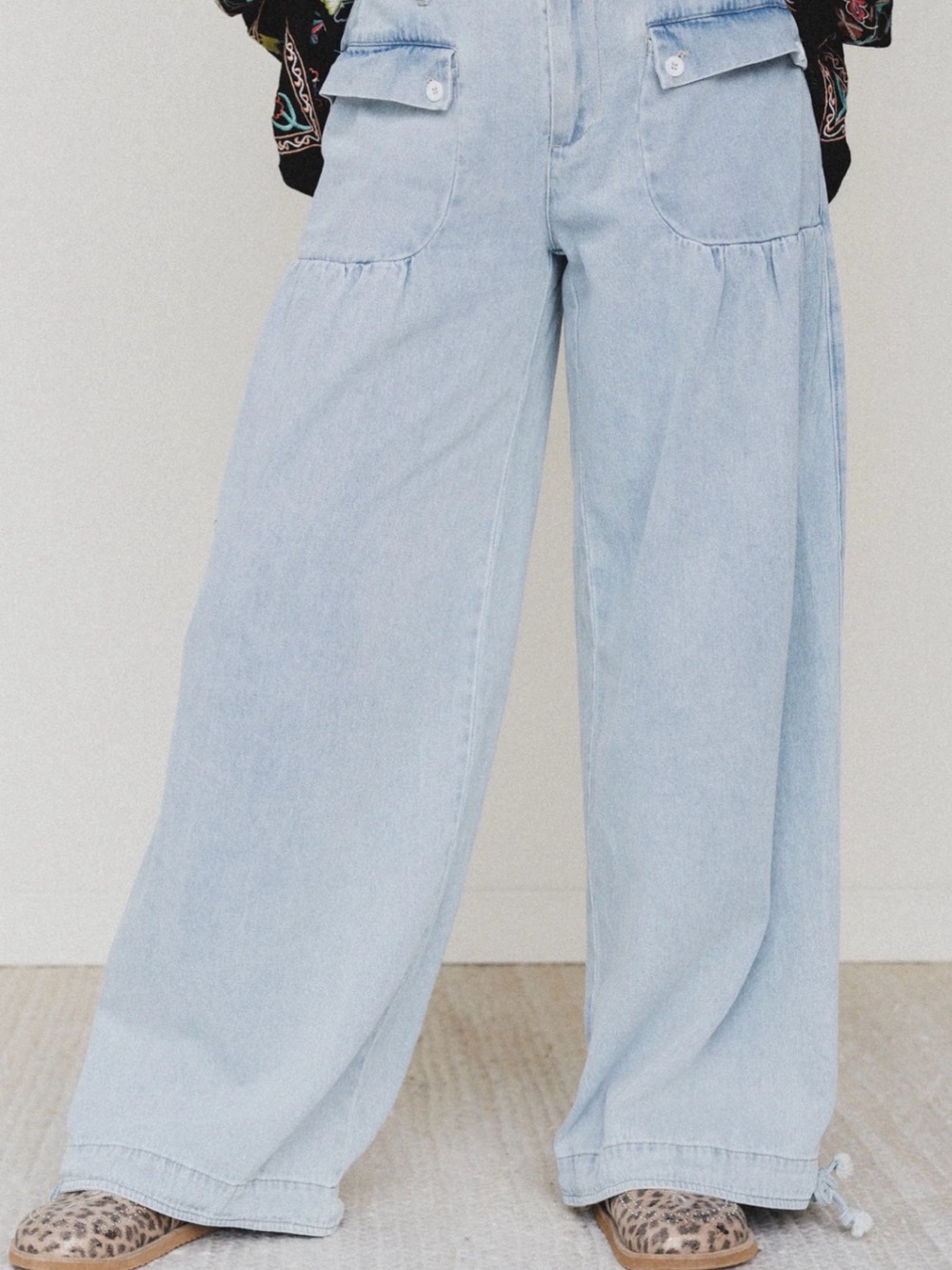 Three Bird Nest Light Blue Wide Leg Jeans - Picture 2 of 3